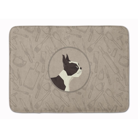 Carolines Treasures Boston Terrier in the Kitchen Machine Washable Memory Foam Mat CK2172RUG